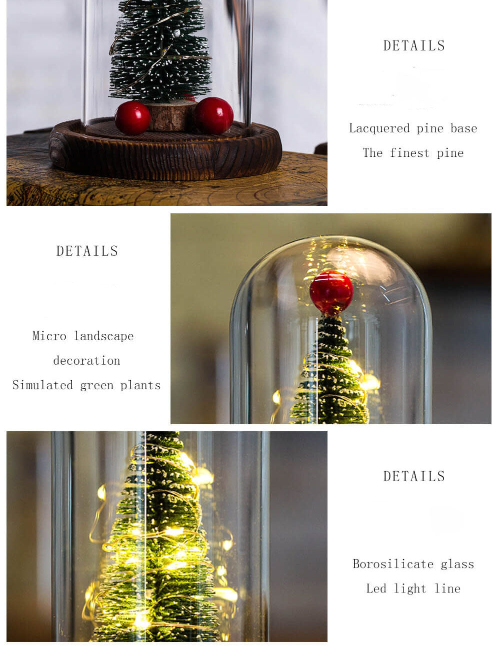 Christmas Tree Glass Cover  LED Night Light Table Lamp
