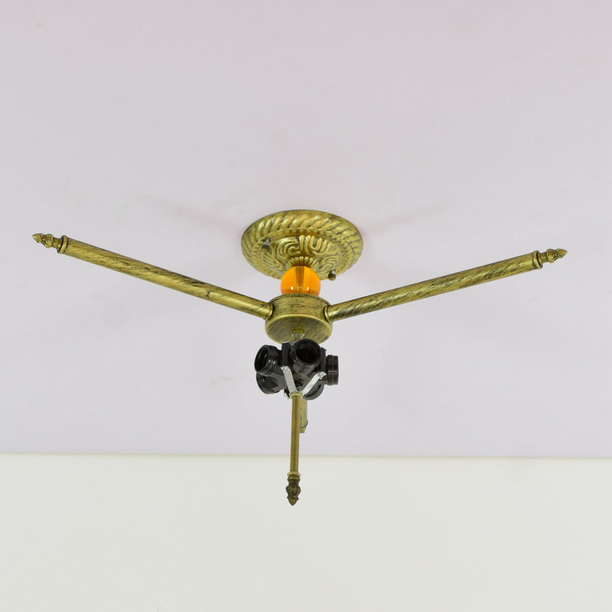 Retro Tiffany Red Bottom Dragonfly Design 5-Light Flush Mount Light