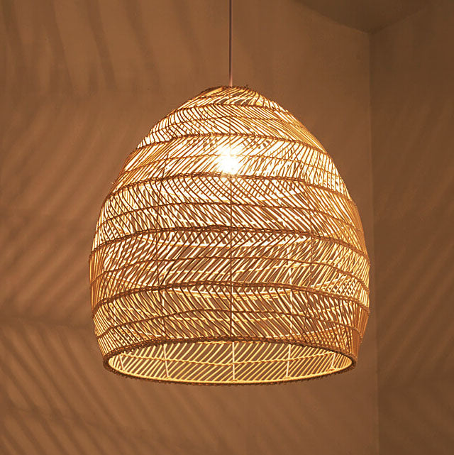Rattan Weaving 1-Light Dome Pendant Light