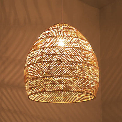 Rattan Weaving 1-Light Dome Pendant Light