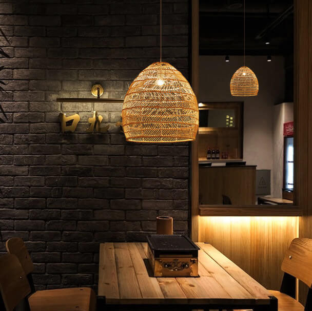Rattan Weaving 1-Light Dome Pendant Light