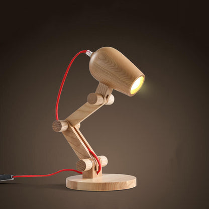 Nordic Creative Wooden Robot 1-Light Table Lamp