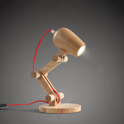 Nordic Creative Wooden Robot 1-Light Table Lamp