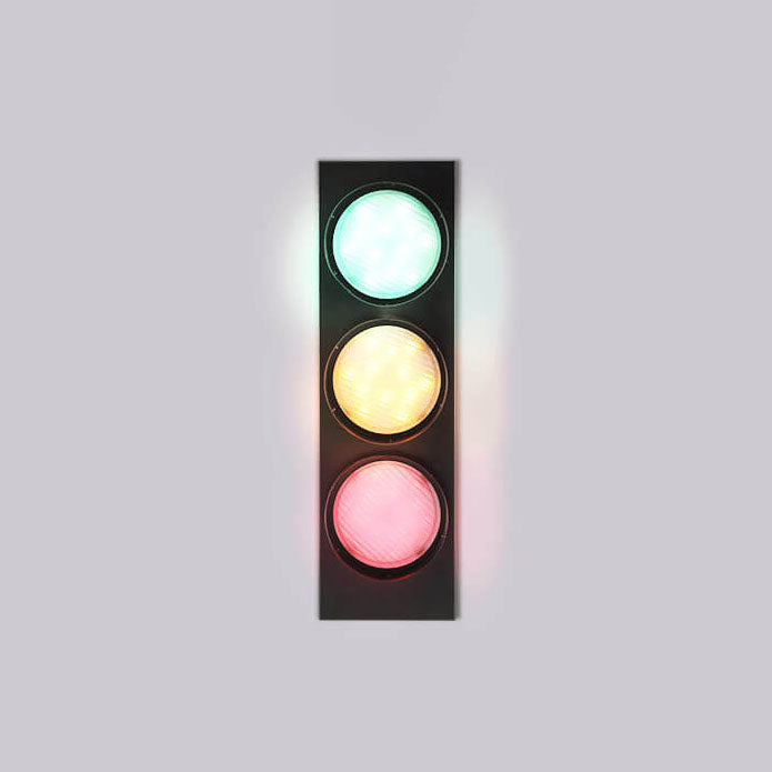 مصباح حائط LED معدني ثلاثي الأضواء بإضاءة إشارة مرور صناعية إبداعية 