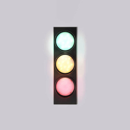 مصباح حائط LED معدني ثلاثي الأضواء بإضاءة إشارة مرور صناعية إبداعية 