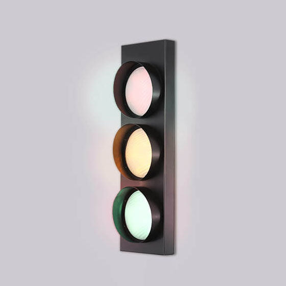 مصباح حائط LED معدني ثلاثي الأضواء بإضاءة إشارة مرور صناعية إبداعية 