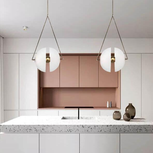 Modern Retro Split Orb Glass 2-Light LED Pendant Light