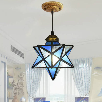 Tiffany Star Shade Icy Clear Glass 1-Light LED Pendant Light