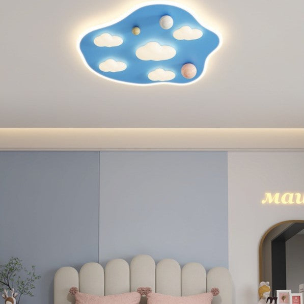 Modern Minimalist Cartoon Bear Iron Acrylic Resin LED Flush Mount Ceiling Light For Bedroom