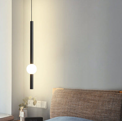 Modern Minimalist Long Cylinder with Metal Ball  LED Pendant Light