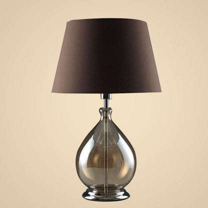 Modern Cognac Fabric Shade Glass Base 1-Light Table Lamp