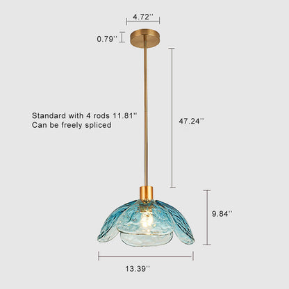 Modern Flower Petal Stained Glass 1-Light Pendant Light