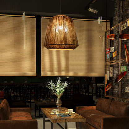Hemp Rope Weaving 3-Light Barrel Pendant Light