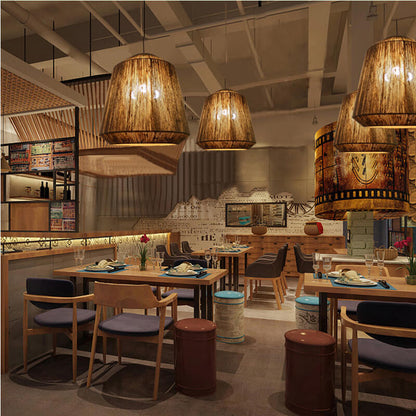 Hemp Rope Weaving 3-Light Barrel Pendant Light