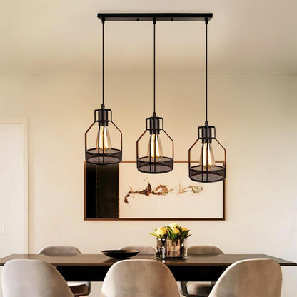 Industrial Retro Metal Cage 1/3 Light Pendant Light