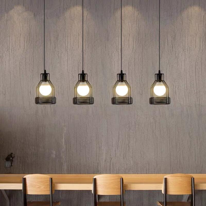Industrial Retro Metal Cage 1/3 Light Pendant Light