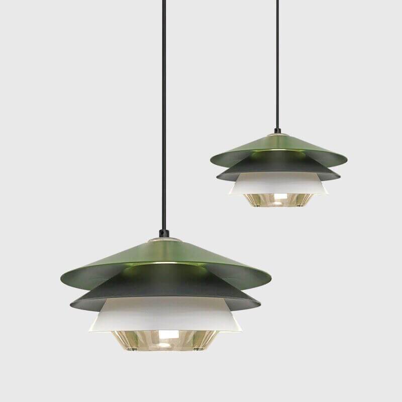 北欧風のカラフルなレイヤードメタリック1灯LEDペンダントライト