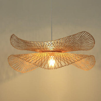 Modern Bamboo Weaving 1-Light Butterfly Pendant Light