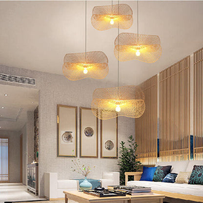 Modern Bamboo Weaving 1-Light Butterfly Pendant Light