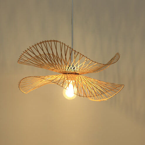 Modern Bamboo Weaving 1-Light Butterfly Pendant Light