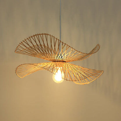 Modern Bamboo Weaving 1-Light Butterfly Pendant Light