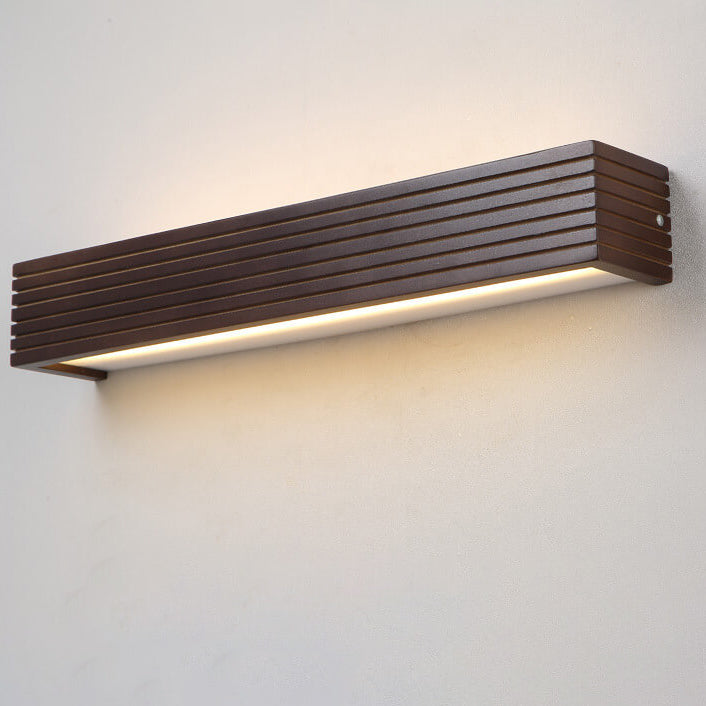 Modern Chinese Walnut Square Bar Vanity LED Wall Sconce Lamp