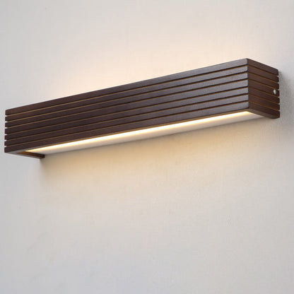 Modern Chinese Walnut Square Bar Vanity LED Wall Sconce Lamp