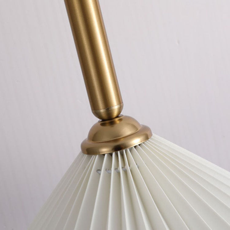 Contemporary Scandinavian Cone Plated Metal Fabric 1-Light Pendant Light For Living Room