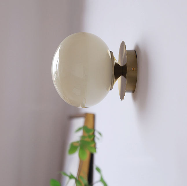 Modern Vintage Minimalist Iron Glass Round Head 1-Light Wall Sconce Lamp
