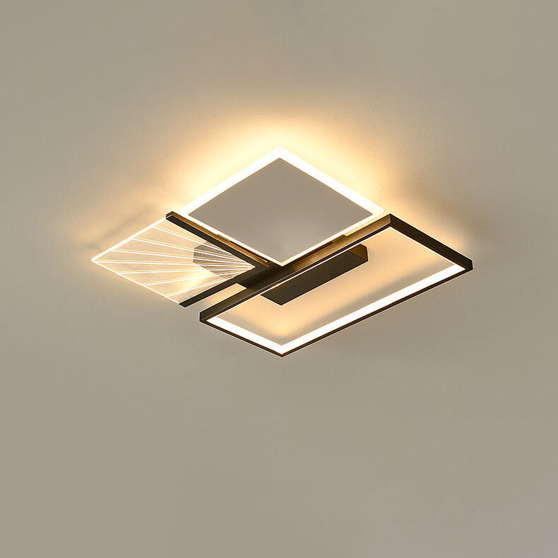 Modern Minimalist Geometric Shapes Black White Iron LED Flush Mount Light