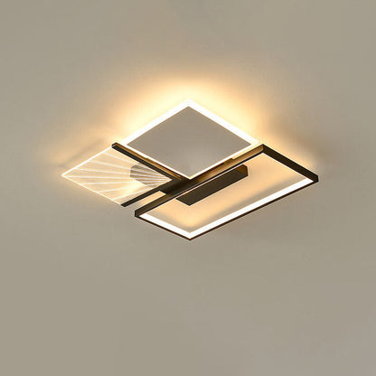 Modern Minimalist Geometric Shapes Black White Iron LED Flush Mount Light