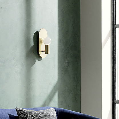Contemporary Nordic Brass Oval Ball 1-Light Wall Sconce Lamp For Bedroom