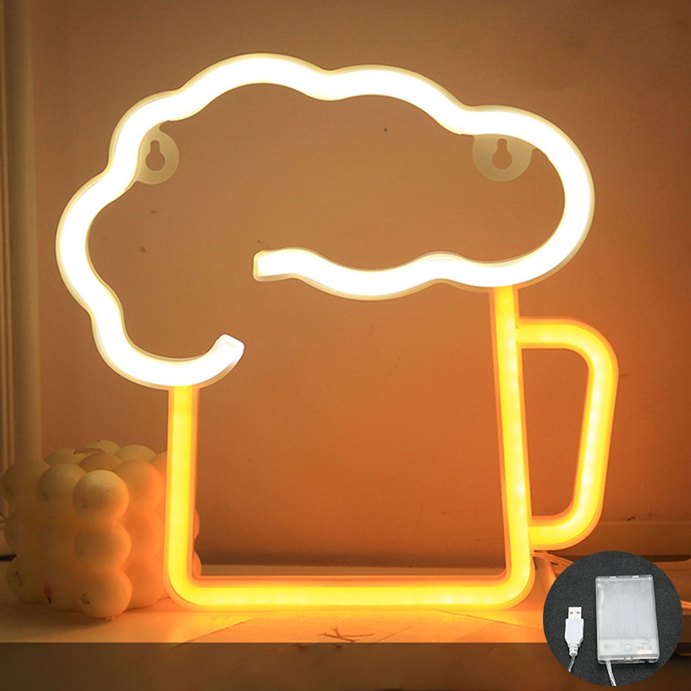 Creative Neon Beer Mug LED Battery/USB Decorative Light
