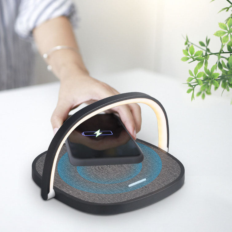 Creative Simple Wireless Charging Round Flat Panel LED Night Light Table Lamp