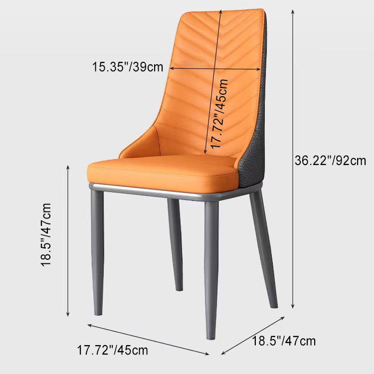 Modern Minimalist Square Four Legs Metal Microfiber Leather Dining Chair Backrest Armless For Dining Room