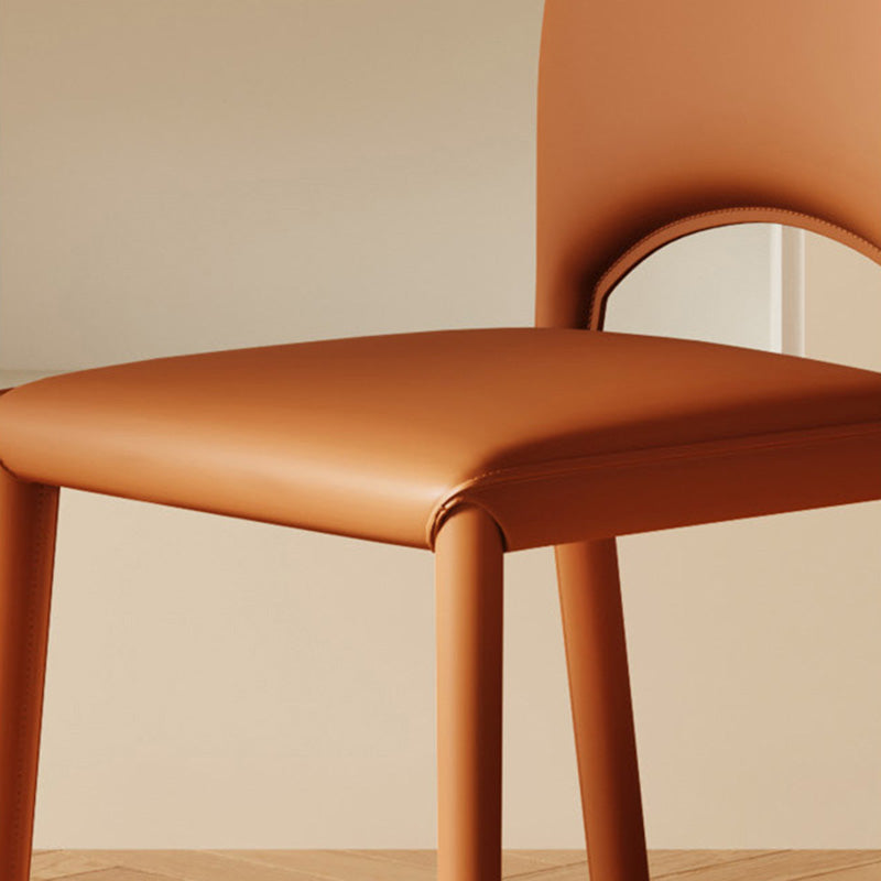 Contemporary Nordic Square Oval Faux Leather Carbon Steel Dining Chair Backrest For Dining Room