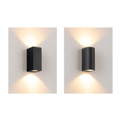 Modern Simple Outdoor Waterproof Aluminum Glass Cylinder 2-Light Wall Sconce Lamp