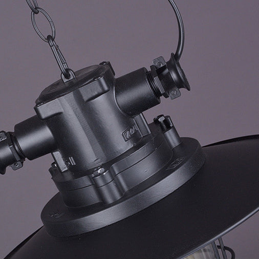 Contemporary Industrial Iron Pot Lid Glass Shade 1-Light Pendant Light For Dining Room