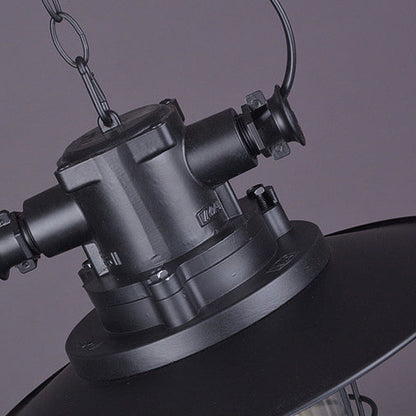 Contemporary Industrial Iron Pot Lid Glass Shade 1-Light Pendant Light For Dining Room