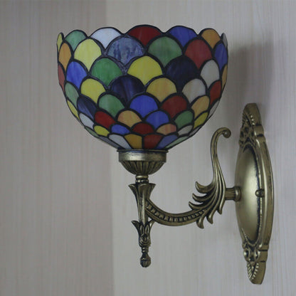Tiffany Stained Dot Glass 1-Light Wall Sconce Lamp