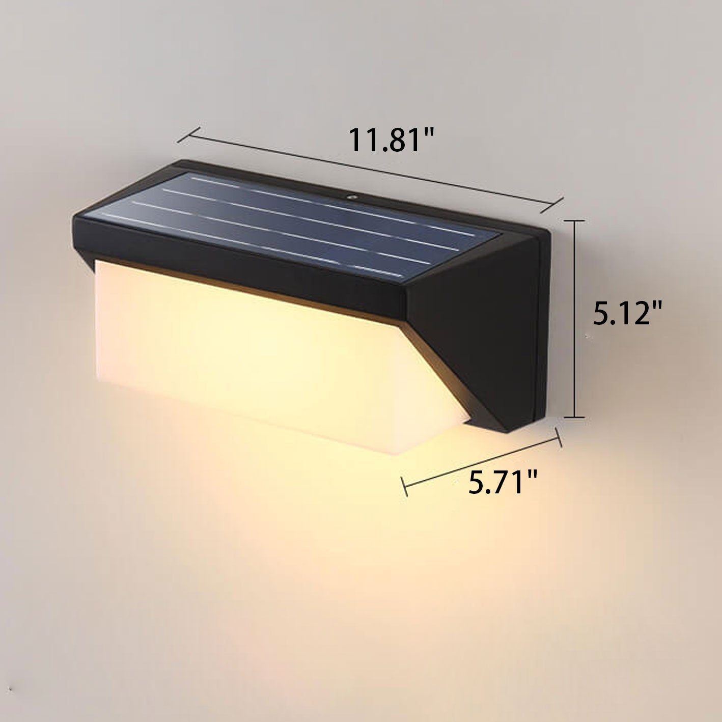 مصباح حائط LED خارجي مقاوم للماء بتصميم هندسي مربع حديث يعمل بالطاقة الشمسية 