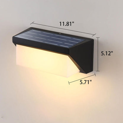 مصباح حائط LED خارجي مقاوم للماء بتصميم هندسي مربع حديث يعمل بالطاقة الشمسية 