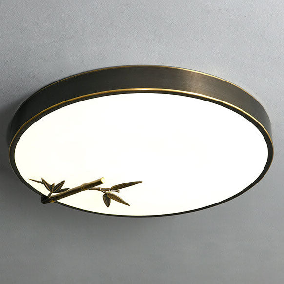Modern Round Bamboo Pattern LED Flush Mount Ceiling Light