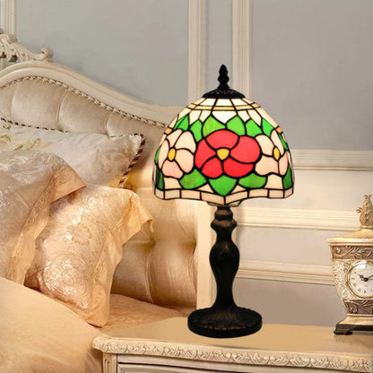 Traditional Tiffany Resin Glass Umbrella Shape 1-Light Table Lamp For Bedroom