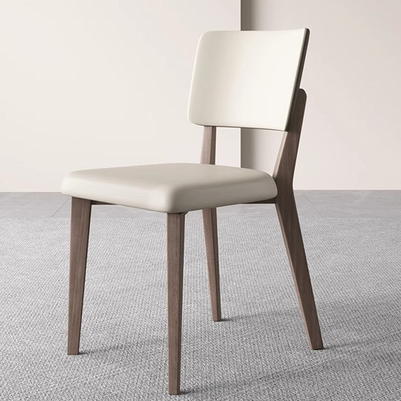 Contemporary Nordic Square PU Leather Solid Wood Frame Dining Chair Backrest For Dining Room