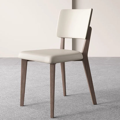 Contemporary Nordic Square PU Leather Solid Wood Frame Dining Chair Backrest For Dining Room