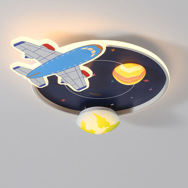 Cartoon Creative Aircraft Space LED Kids Flush Mount Ceiling Light