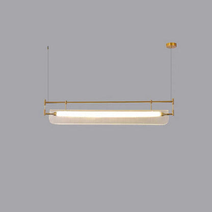 Modern Luxury Acrylic Iron Long Strip LED Island Light Pendant Light For Dining Room