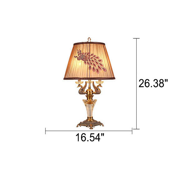 Modern Luxury Fabric Shade Candle Crystal Base 3/4 Light Table Lamp