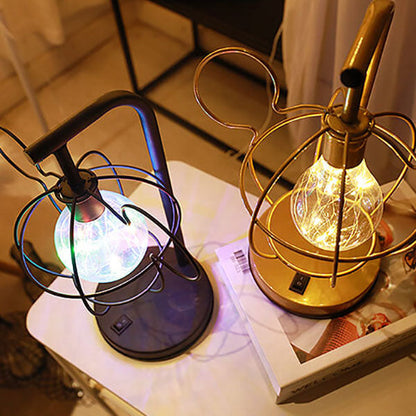 Creative Mouse Metal Cage LED Decorative Battery Table Lamp